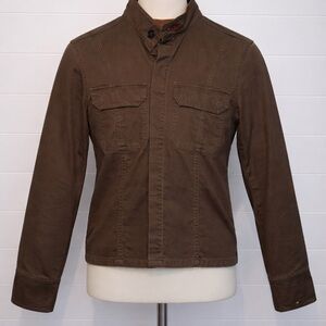 Y2k Tommy Hilfiger Olive Green Safari Army Jacket Khaki Size XL 100% Cotton